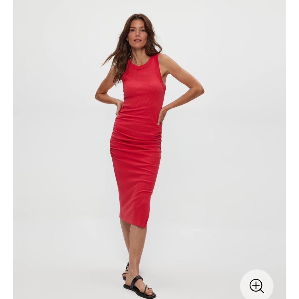 Michael Stars Wren ribbed midi dress red small